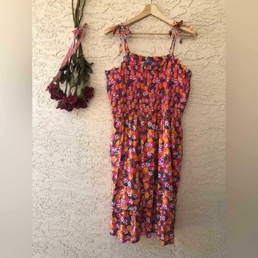 Draper James Floral Midi Dress - Pink and Orange
